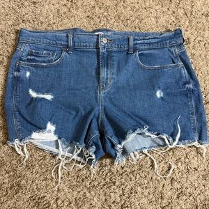Distressed Blue Denim Women Shorts